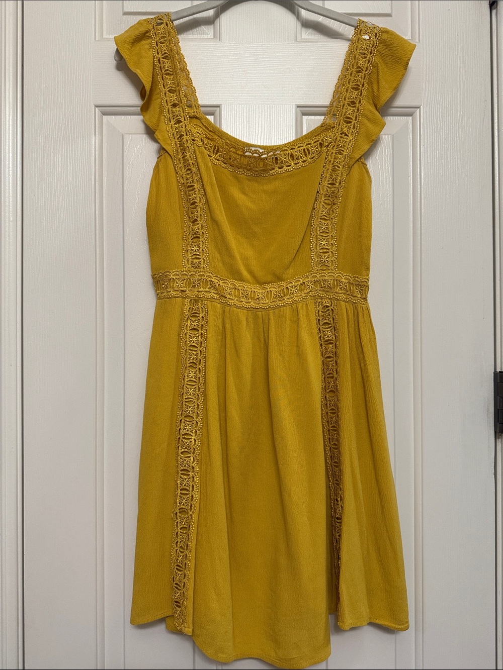 LUSH Golden Yellow Crochet Neckline Tank